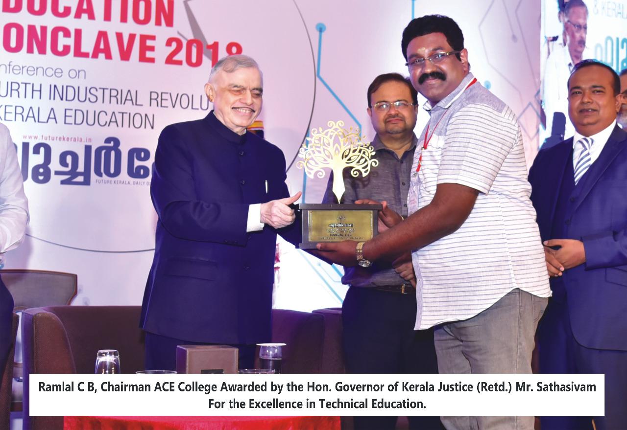 The Chairman receiving the award from the Governor of Kerala